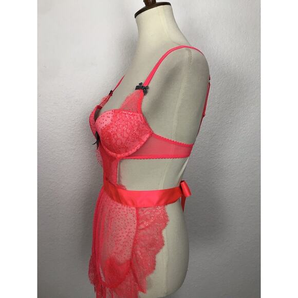 Victoria's Secret Lingerie Lace Polka Dot Mesh Babydoll Apron - Picture 6 of 9